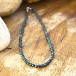Natural Blood Stone Necklace, Dragon Jasper Gemstone Handmade 925 Sterling Silver Necklace, Bloodstone Crystal Dainty Choker, Root Chakra
