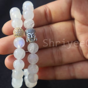 Rainbow Moonstone Bracelet, Personal Growth Intuition Moonstone Beaded Bracelet Rainbow Moonstone Jewelry, 8MM 6mm Moonstone Bracelet