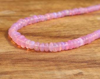 AAA Natural Ethiopian Opal Necklace | Genuine Multi Fire Opal Beaded Jewelry | October Brithstone Gift for Her | Welo Opal Rondelle Beads