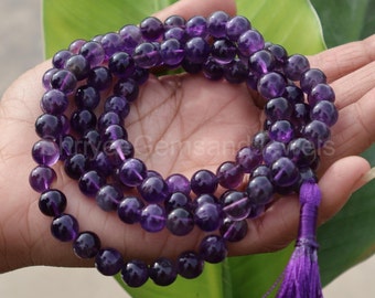 Long Amethyst Necklace …•  Mala 108 …• Amethyst Mala …• Prayer Mala