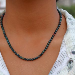 Natural Blood Stone Necklace, Dragon Jasper Gemstone Handmade 925 Sterling Silver Necklace, Bloodstone Crystal Dainty Choker, Root Chakra