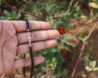 Zierlicher Schwarzer Obsidian Choker: Minimalistische Edelstein Kette