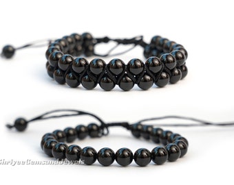 Black Obsidian Healing Bracelet • 8mm Bracelet •  Natural crystal Bracelet • Gemstones Healing Adjustable Bracelet For men & women • Gift