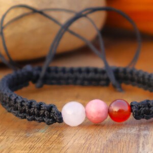 Handgemachtes Krebs Sternzeichen Kristall-Armband: Karneol, Rhodochrosit, Rosenquarz