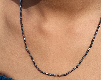 Dainty Hematite Choker: Natural Gemstone Necklace, Adjustable Length