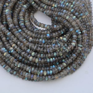 AAA Blue Flash Labradorite Rondelle Beads: 4-6mm Gemstone Spacers