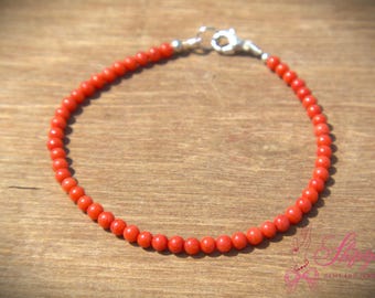 Pulsera de coral rojo auténtico de 3 mm, 4 mm, joyería con cuentas de coral del mar Mediterráneo genuino / delicada pulsera de coral natural para mujer.