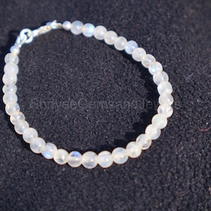 AAAA+ Grade Moonstone Bracelet - 6mm Rainbow Moonstone Bracelet - Genuine Natural Light White Moonstone Top Quality Rainbow Moonstone Gifts
