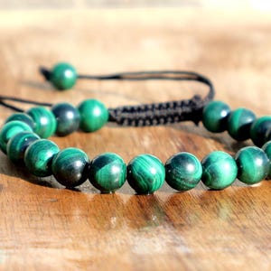 Genuine Malachite Bead Bracelet, Natural Healing Stone for Balance & Style