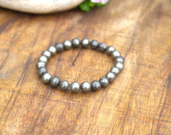 Natural Pyrite Bracelet for Wealth and Protection | Genuine Pyrite Gemstone Beaded Bracelet | Abundance Crystal Jewelry | Money