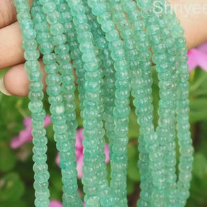 Hand Carved Green Aventurine Rondelle Beads - 6mm, 8mm, 10mm Natural Gemstone Beads Strands, 8'' Carved Round Beads For Jewelry Making