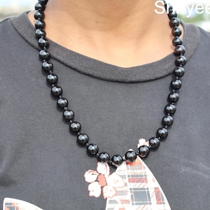 Black Obsidian Necklace: Knotted Beaded Gemstone Choker
