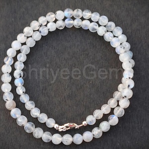 AAA Rainbow Moonstone Pärlhalsband: Blå Flash Ädelstens Choker