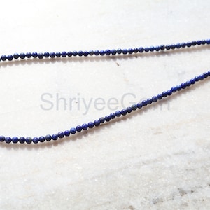 Lapis Lazuli Tiny 3mm Gemstone Beaded Minimalist Layering Choker, Gemstone Crystal Dainty Beaded Necklace WaterProof Crystal Boho Choker