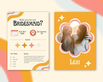 Retro Bridesmaid Info Card