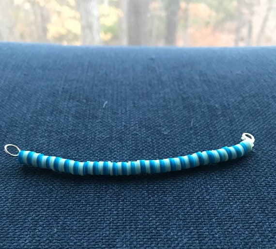 Mint green, blue, dark blue clay beaded bracelet