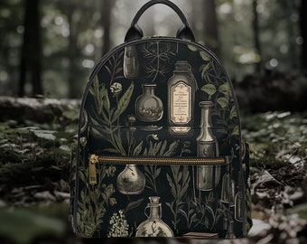 Dark Academia Vegan Leather Bag Backpack Cottagecore Cute Witchy Bag Vegan Leather Hand Bag Goth Bag Hippies Boho Gift Goblincore Aesthetic