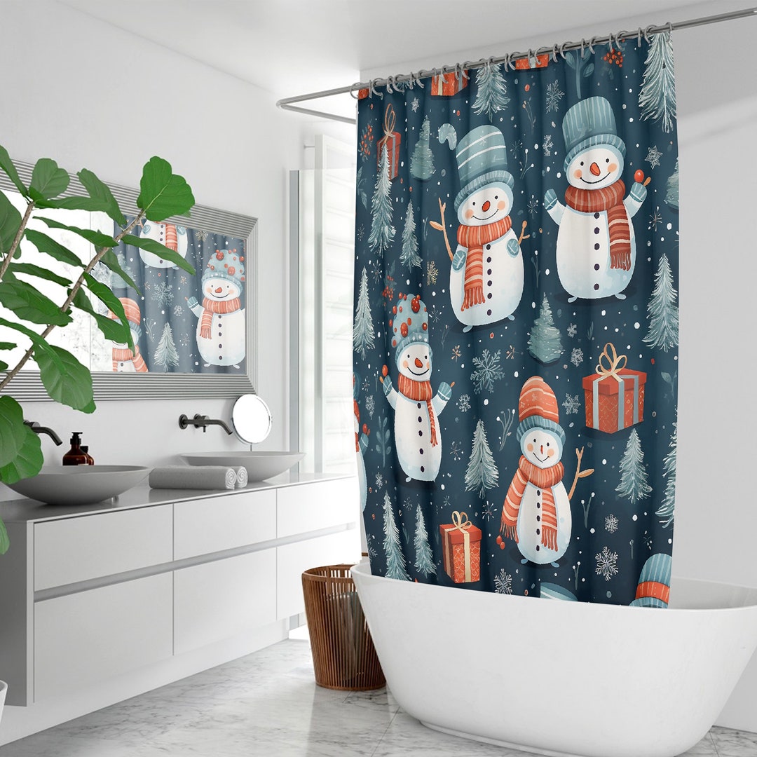 Christmas Shower Curtain Holiday Shower Curtains Christmas Etsy