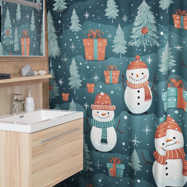 Christmas Shower Curtain Etsy