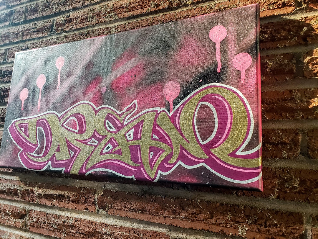 Graffiti Tagging Piece, Graffiti Art on Canvas, Spray Paint Art, Street