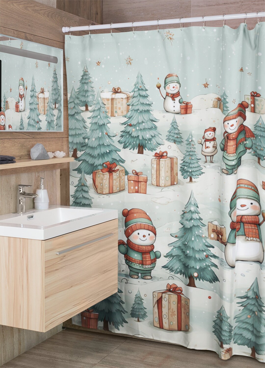 Christmas Shower Curtain, Holiday Shower Curtains, Christmas Decor ...
