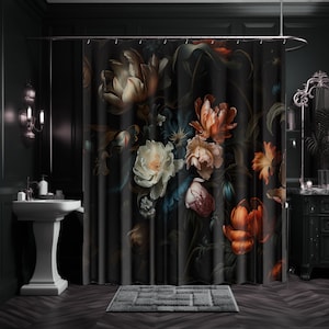 Dark Academia Cottagecore Shower Curtain Goblincore Vintage Apothecary Herbs Plants Moody Décor Eclectic Bathroom Maximalist Botanical