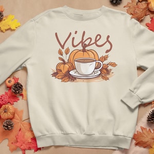 Fall Vibes Pumpkin Spice Coffee Sweater Coffee Shirt Cute Halloween Fall Sweatshirt Pumpkins Coffee Cup Fall Leaves