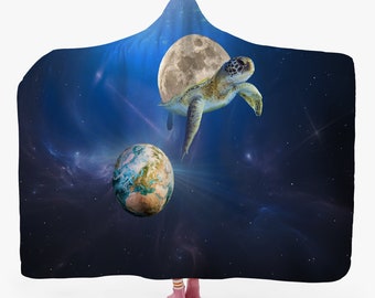Blanket Hoodie, Hoodie Blanket, Warm Hooded Sherpa, Hooded Blanket, Soft and Cozy, Hoodie, Turtles, The Moon, Unique Christmas gift