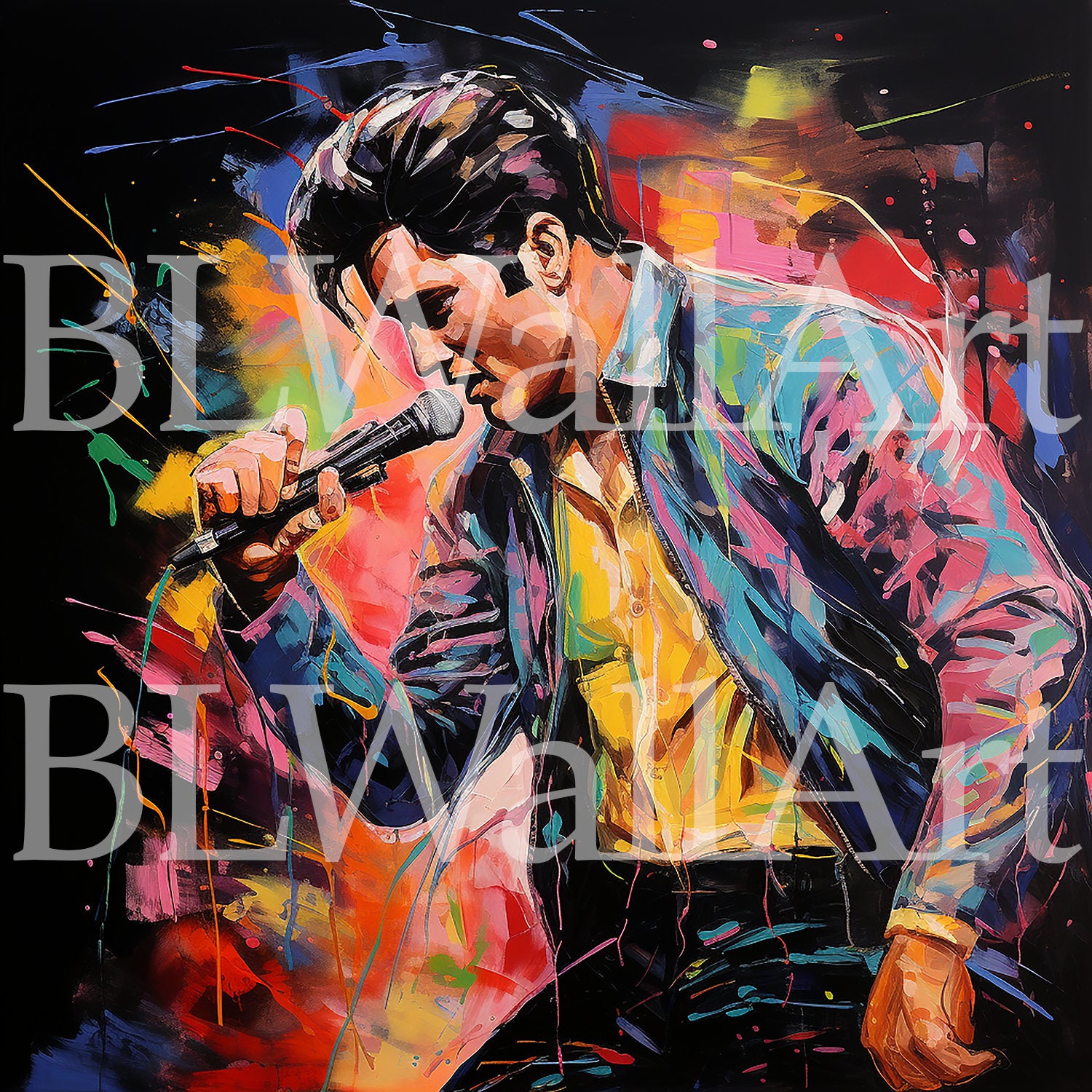 Elvis Presley Digital Download Portrait Painting Print Canvas - Etsy