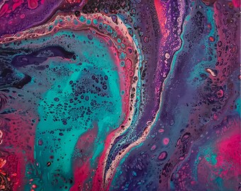 Original Wall Art Abstract Acrylic Painting on Canvas Purple Drip Original Abstract Acrylic Painting on Canvas Interior Design Home Wall Art
