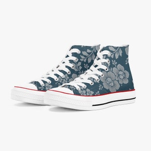 Floral Print Classic Chuck Taylor High Top Vintage Shoes Flower Design All Star Sneaker