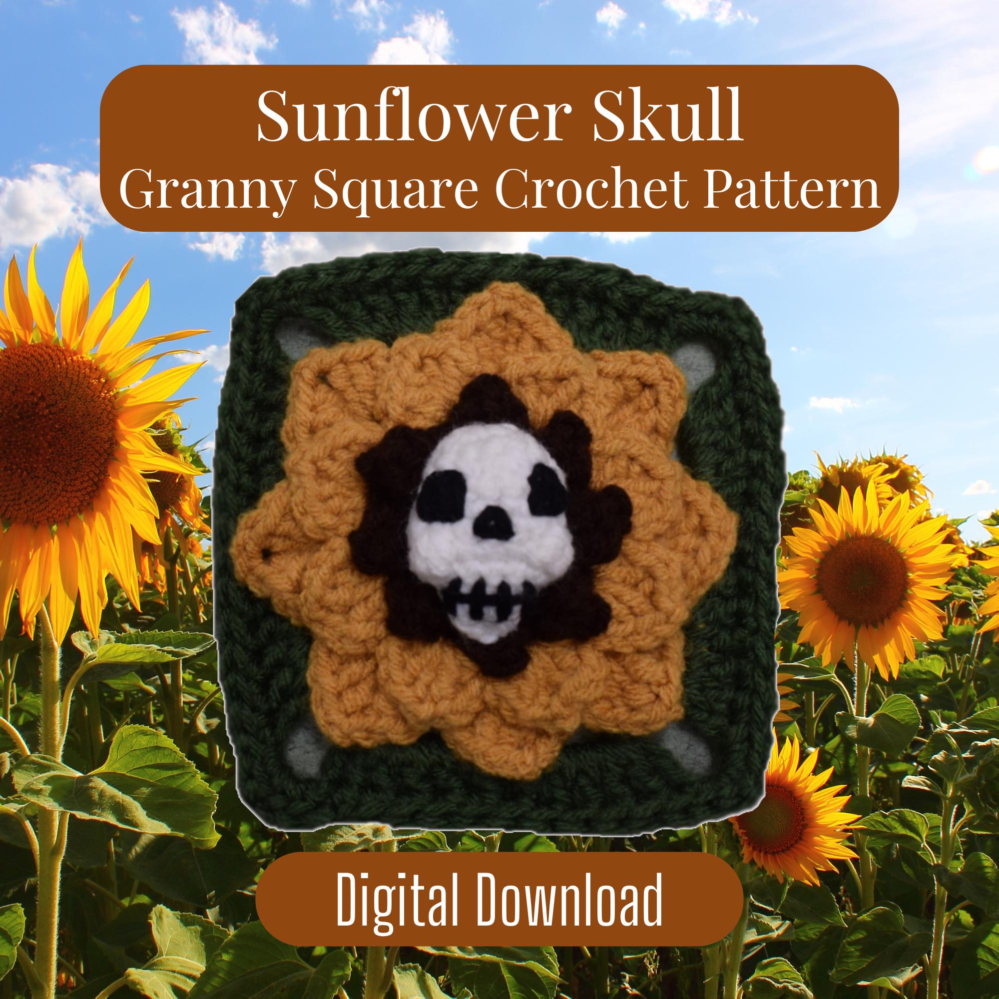Sunflower Skull Granny Square, Granny Square, Crochet Pattern, Digital Download