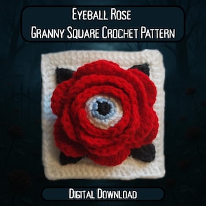 Patrón de crochet de cuadrado de abuela con forma de globo ocular: Manualidad espeluznante para Halloween (Descarga digital)