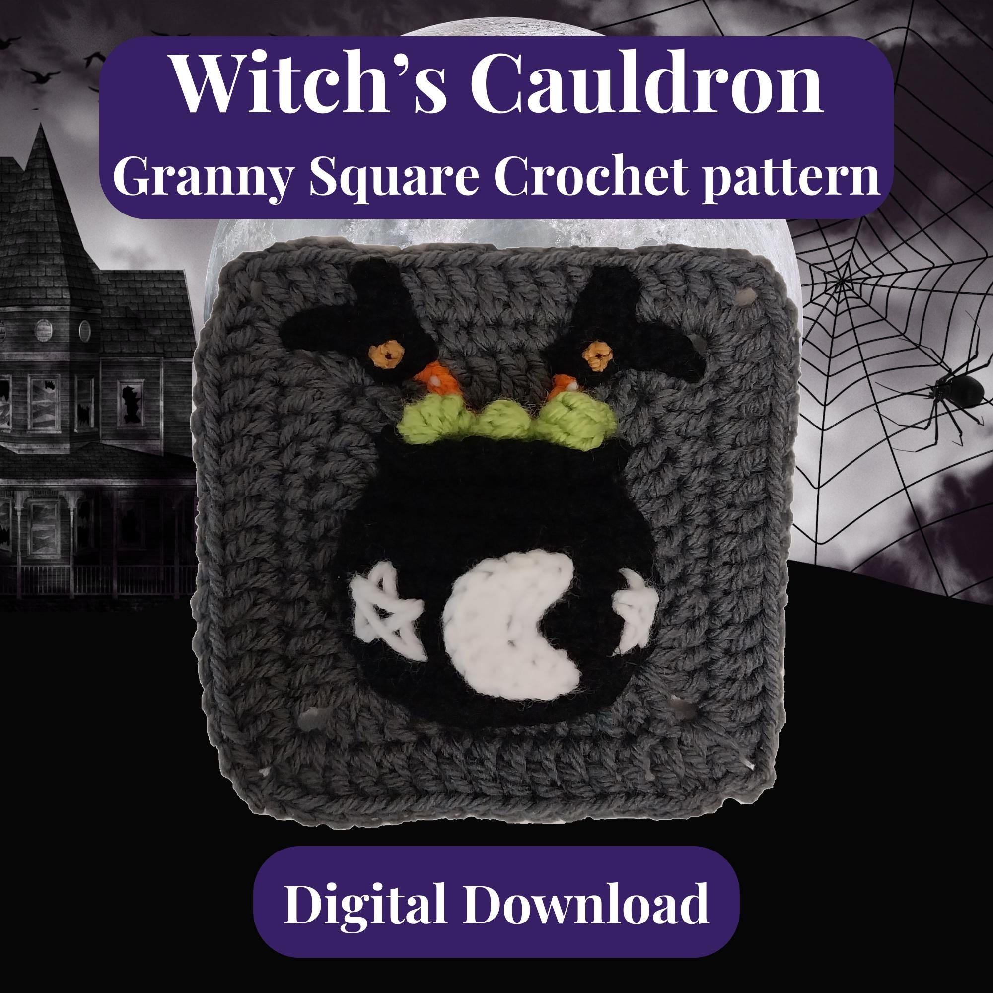 34 Witchy Crochet Patterns for Spooky, Celestial, and Gothic Makes 8 Witch's Cauldron Granny Square Crochet