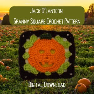 Jack O&#39;Lantern Granny Square Pattern, Granny Square, Crochet Pattern, Digital Download