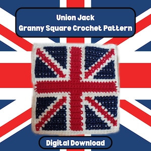 Patrón de cuadros de la abuela Union Jack, patrón de crochet, descarga digital