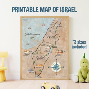 Kinder Illustrierte Karte von Israel Poster zum Ausdrucken