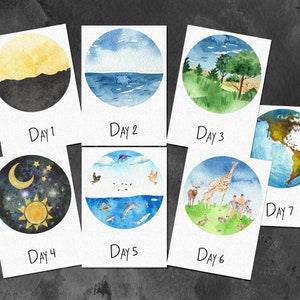 Tarjetas didácticas de los Días de la Creación