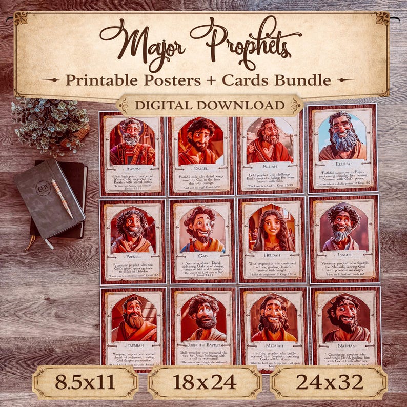 Prophet Text Major Prophets Printable Bible Poster + Cards Bundle – Digital Download ...