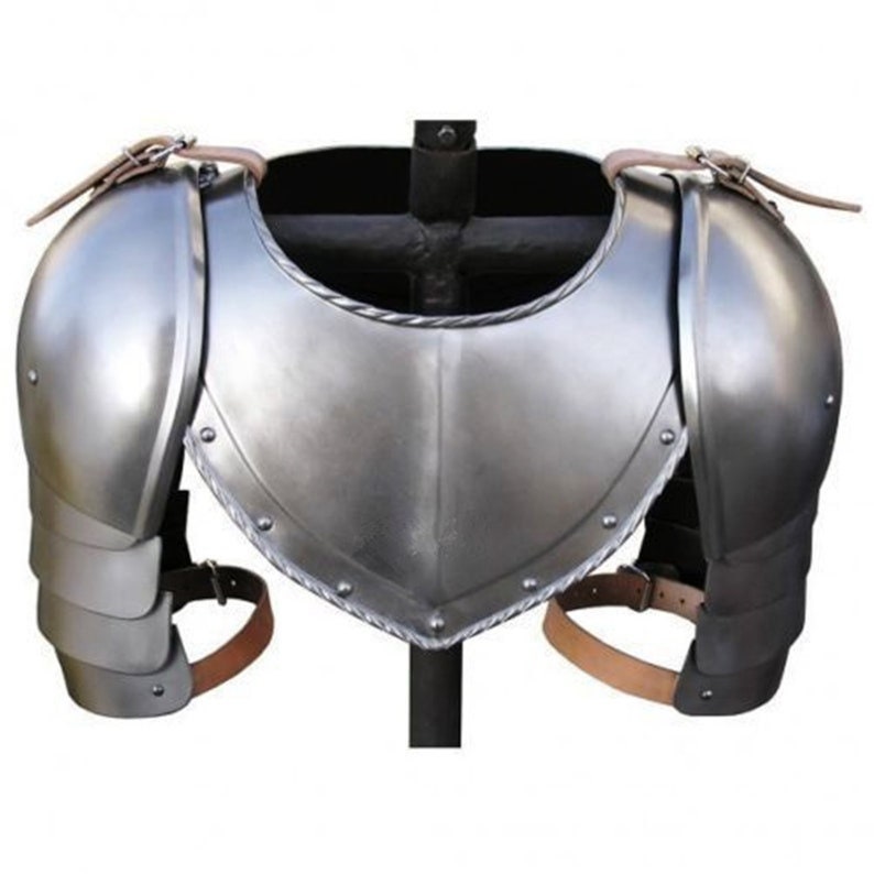 Details about   Medieval Steel Pauldron & Gorget  good quality handmade shoulder w/ gorget 