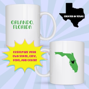 Personalized City & State Mug: Customizable Coffee Cup