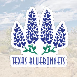 Texas Bluebonnets Waterproof Vinyl Sticker – Wildflower Decal for Laptops, Water Bottles, and Notebooks