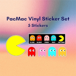 Pac-Man Vinyl Sticker Set | Retro Arcade Game Ghosts & PacMan Weatherproof Gamer Stickers for Laptops, Water Bottles, Journals, Scrapbooking