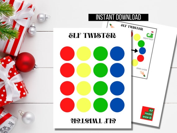 Elf Twister Elf Games Instant Printable Download X-mas