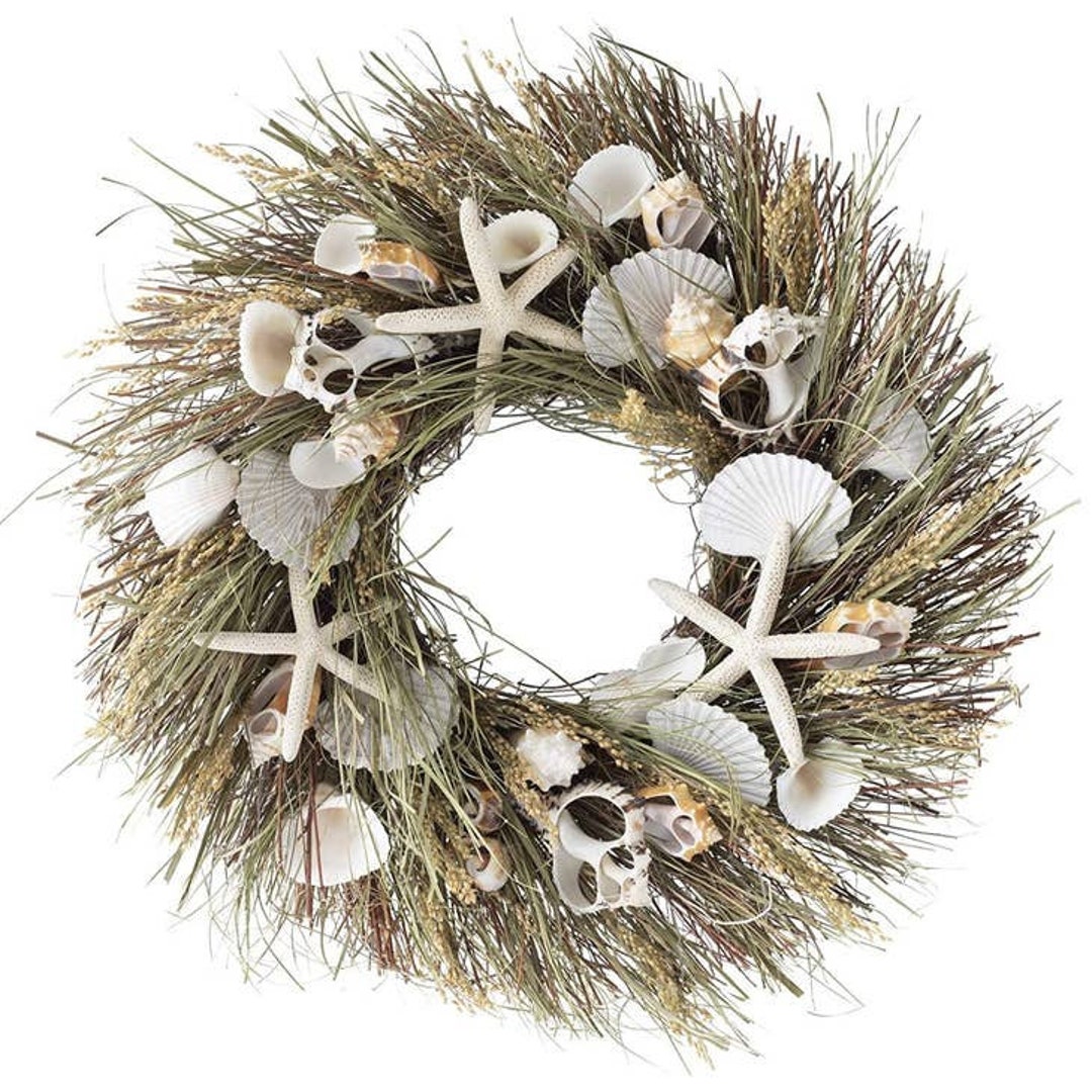 Sullivans Island Seagrass Coastal Shell Wreath - Etsy