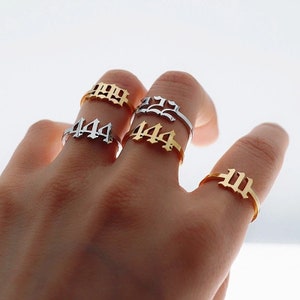 111 222 333 444 555 666 777 888 999 Angel Number Ring, Stainless Steel Number Rings, Number Ring Gold Silver Minimalist Ring Adjustable Ring