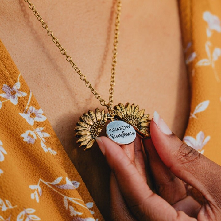 Sunflower Necklace You Are My Sunshine Necklace Flower