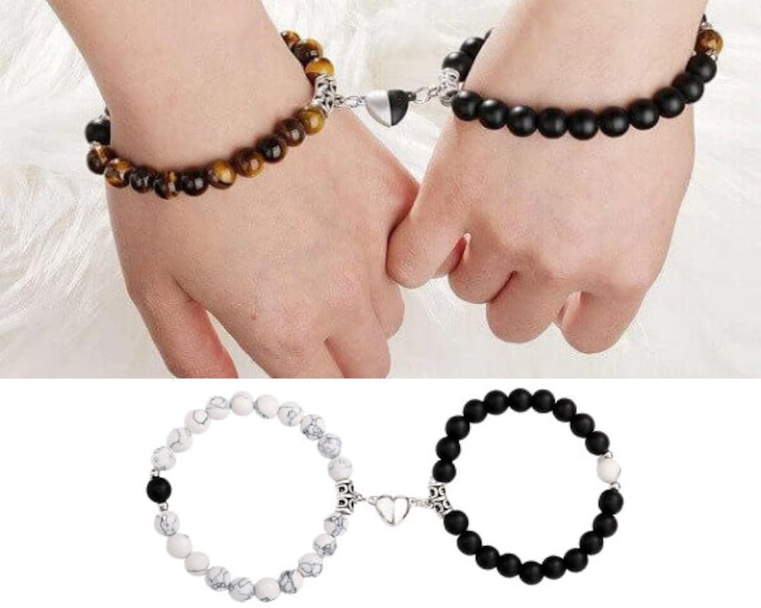 Couple Magnetic Heart Bracelet Necklace Matching Distance Faceted Charm  Jewelry