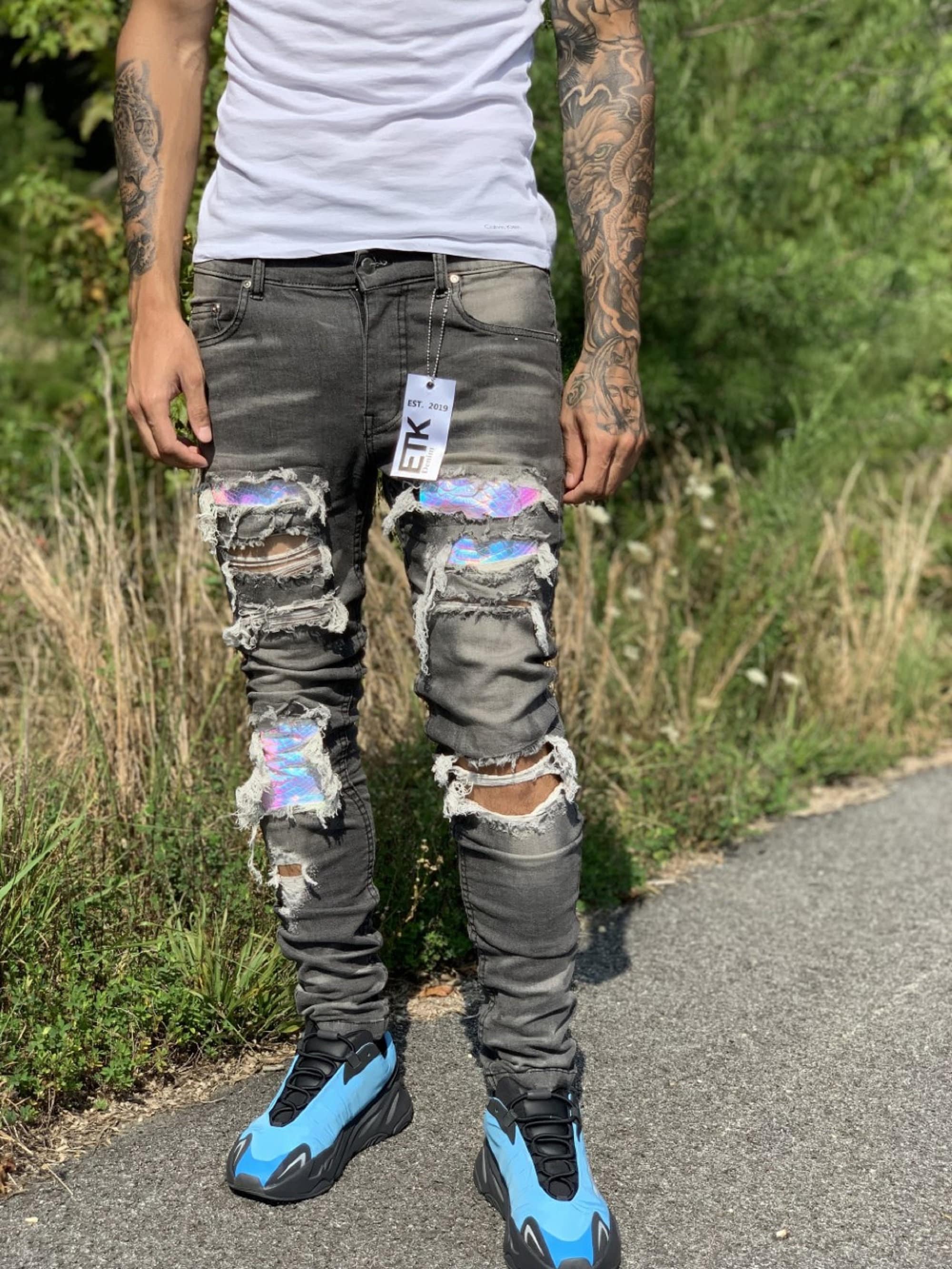 designer stacked pants
