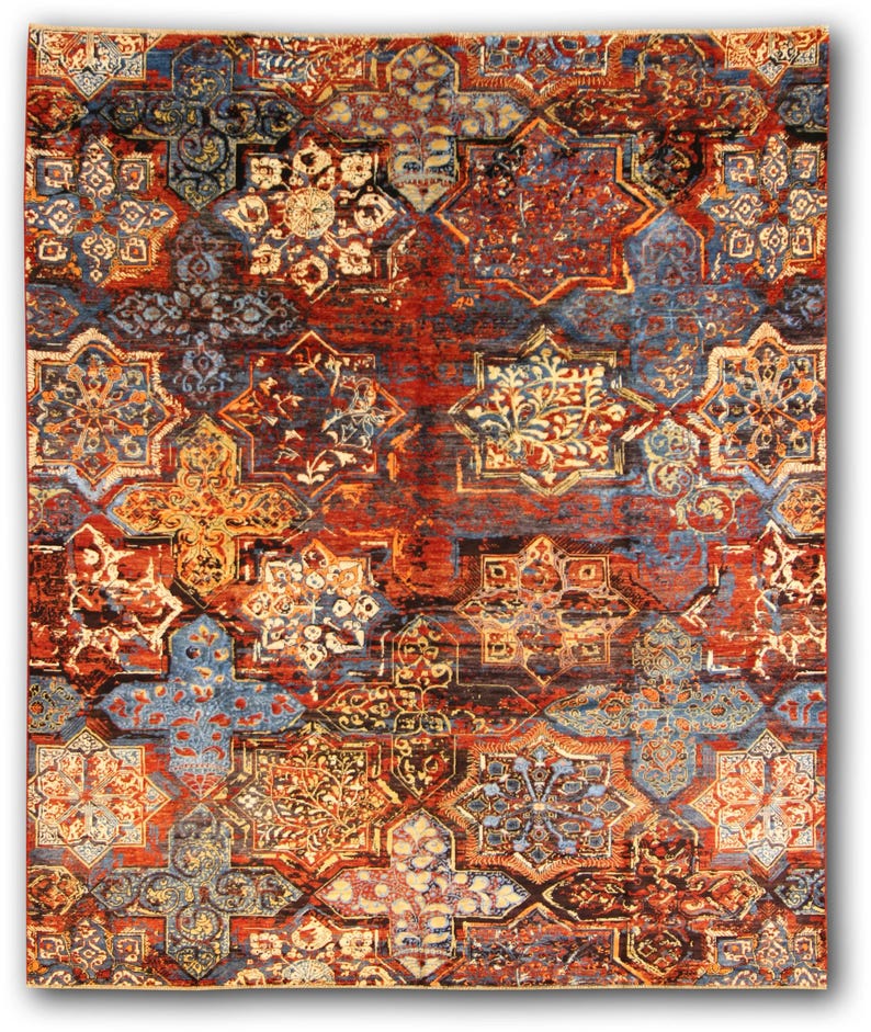 Handmade Wool Rug: Star Medallion & Moorish Tile Design - 8x10 - Etsy